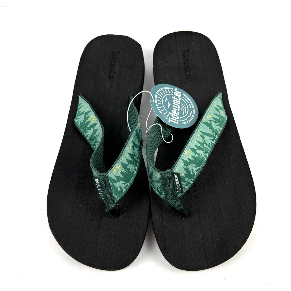 Tidewater Bigfoot Company Flip Flop 13 Mens Slip On Sandal Black Green Brand New